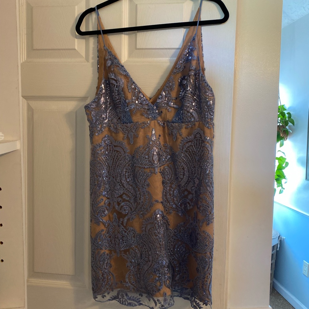 NWT Free People blue and nude sequin dress